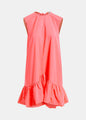 Off-white, red and pink ruffled mini dress with open-back and bow detail