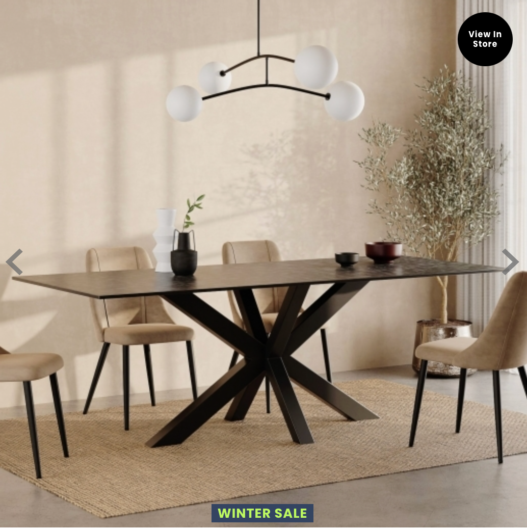 Heaven 8 Seat Rectangle Dining Table, Grey Ceramic