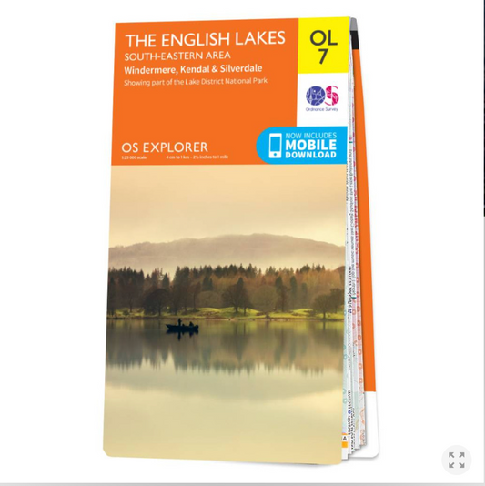 Map of The Lake District: South-eastern area