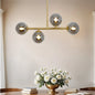 Gold pendant light Asun with smoked glass, 4-bulb