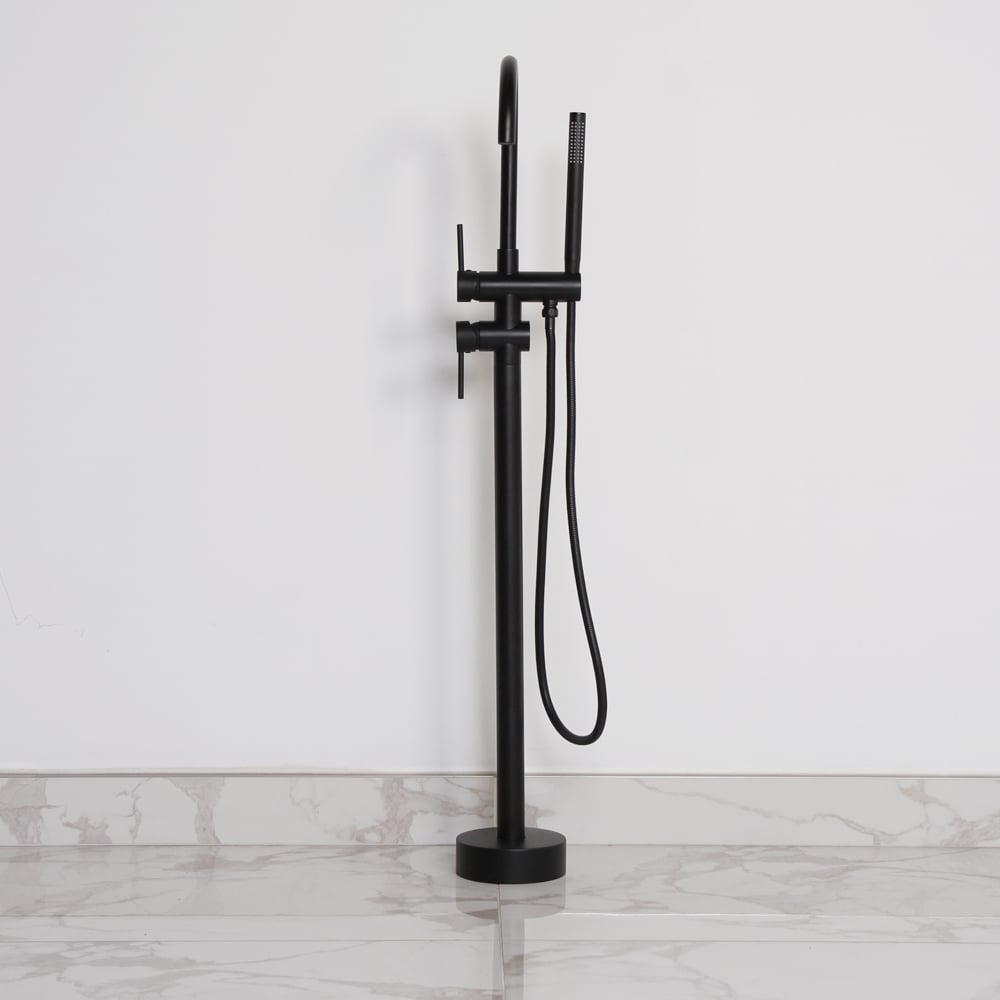 LUXE MATTE BLACK FLOORSTANDING BATH SHOWER MIXER TAP