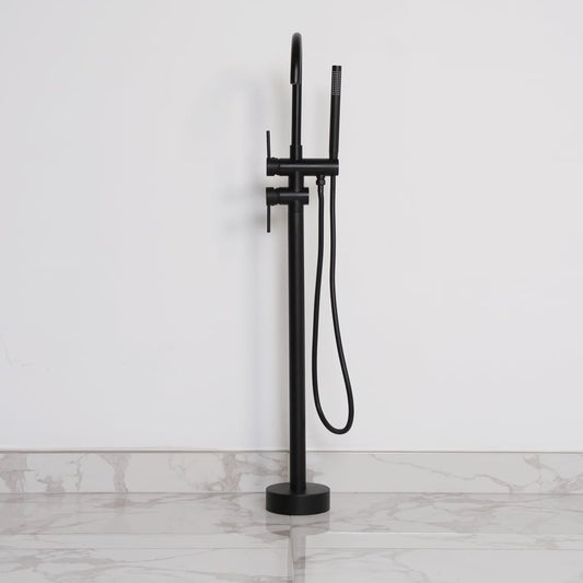 LUXE MATTE BLACK FLOORSTANDING BATH SHOWER MIXER TAP
