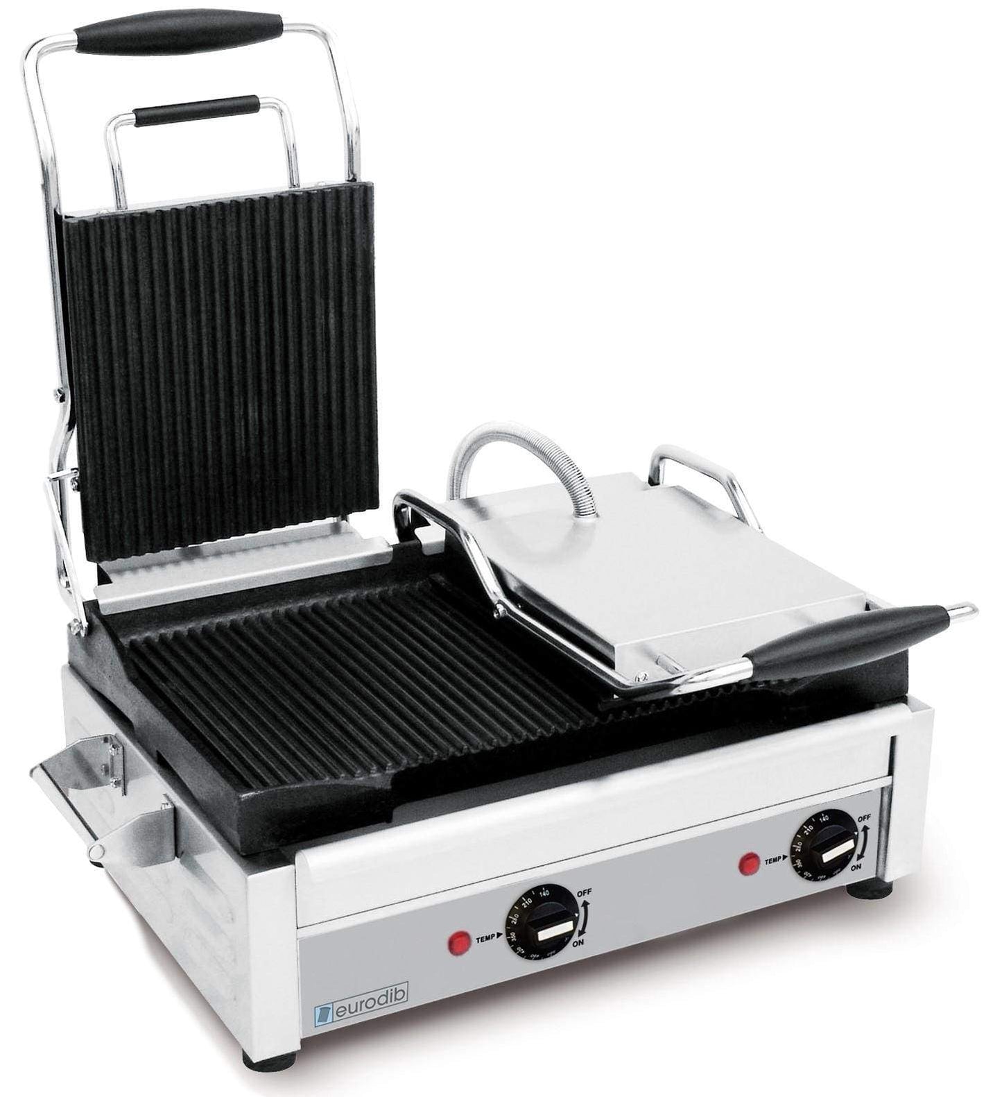 Eurodib SFE02365 - 18" x 11" Grooved Double Panini Gril