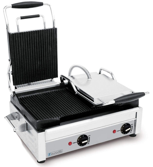 Eurodib SFE02365 - 18" x 11" Grooved Double Panini Gril